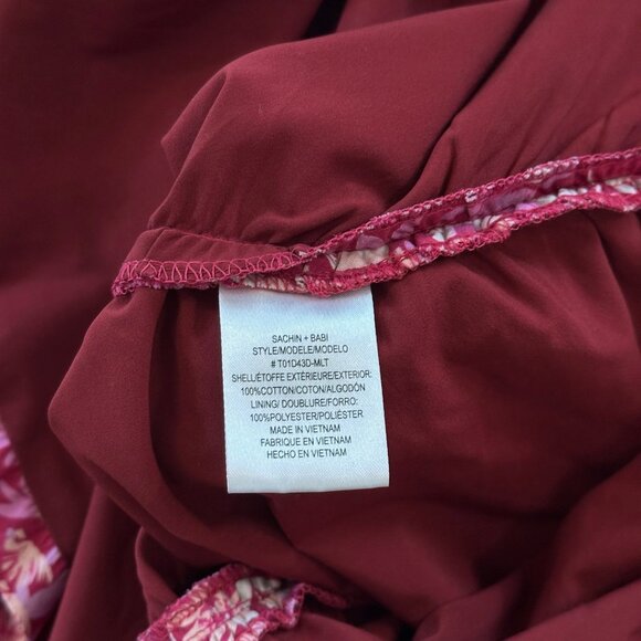 Sachin & Babi Pink Floral Ruched Midi Dress Womens Size 2 Ruffle Flutter Sleeve - Picture 8 of 11